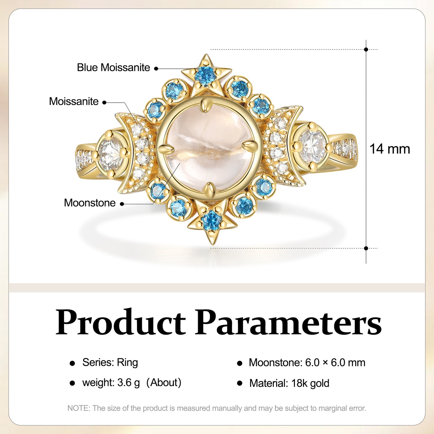 18K Moonstone Engagement Ring
