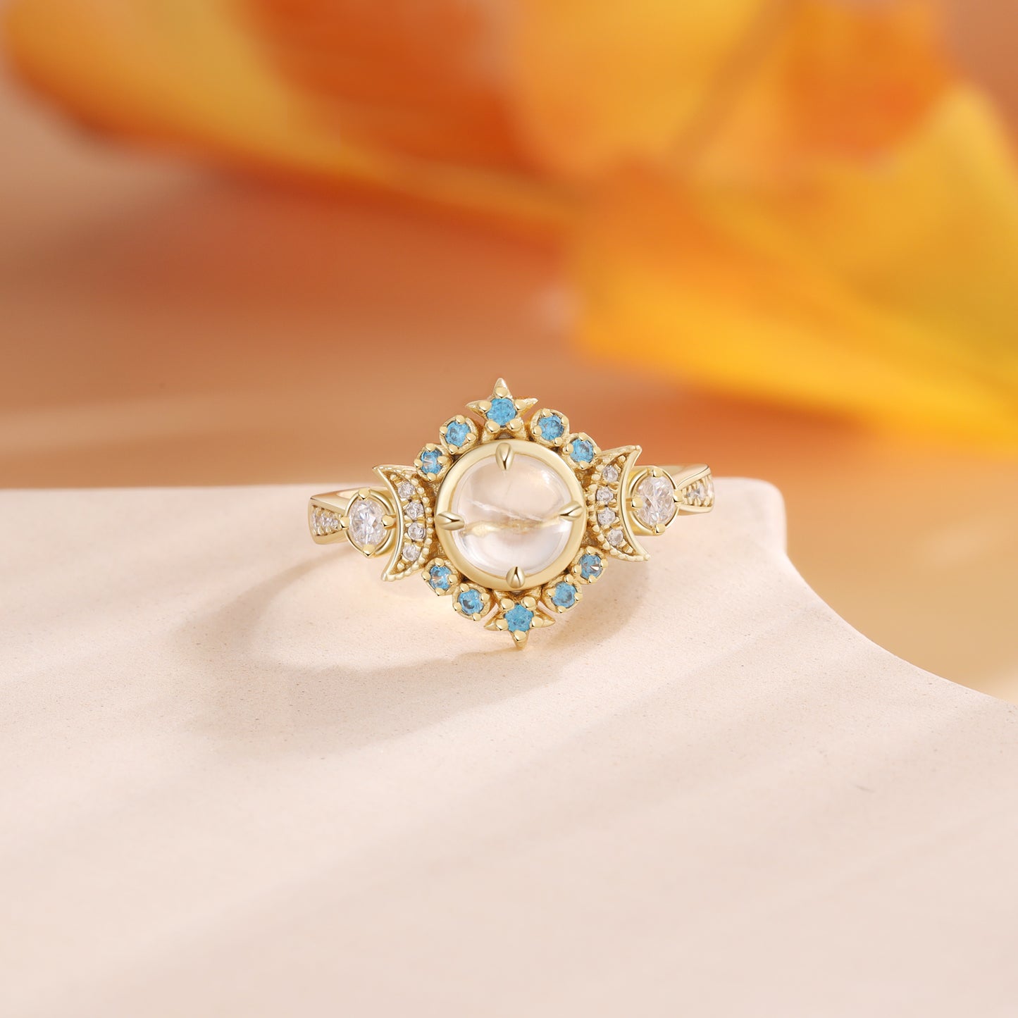 18K Moonstone Engagement Ring