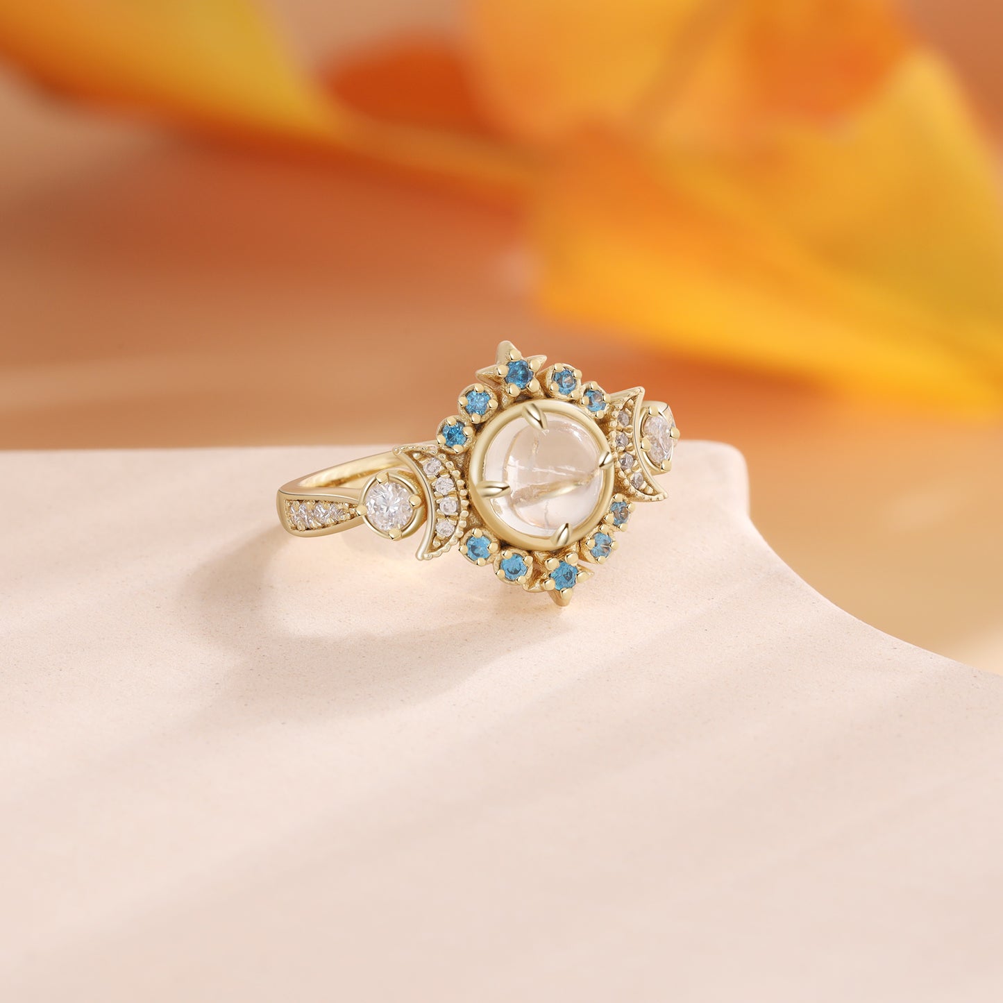 18K Moonstone Engagement Ring