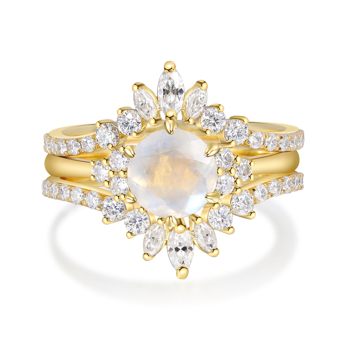 K Gold Natural Moonstone Ring