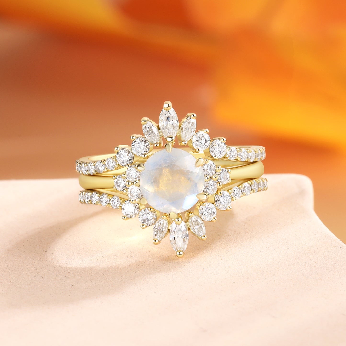 K Gold Natural Moonstone Ring