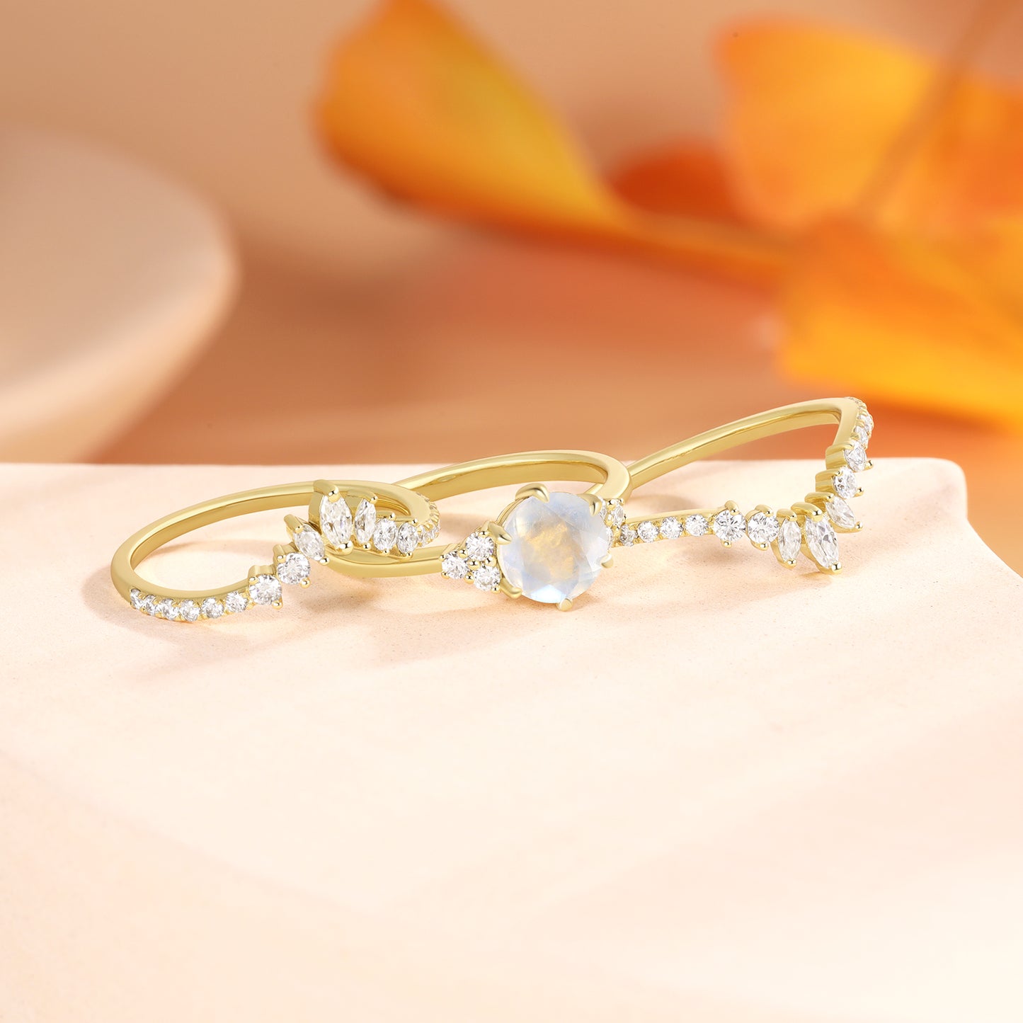 K Gold Natural Moonstone Ring