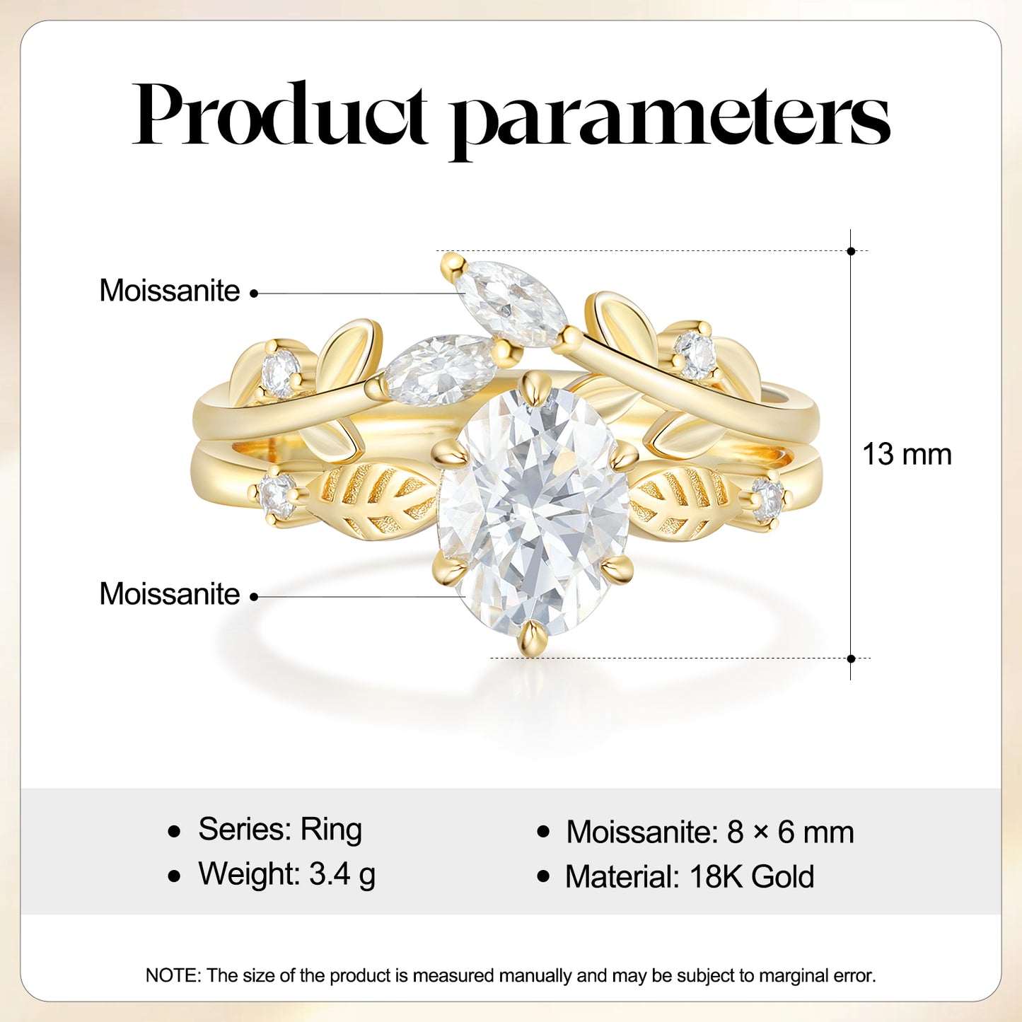 K Gold Lab Moissanite Ring