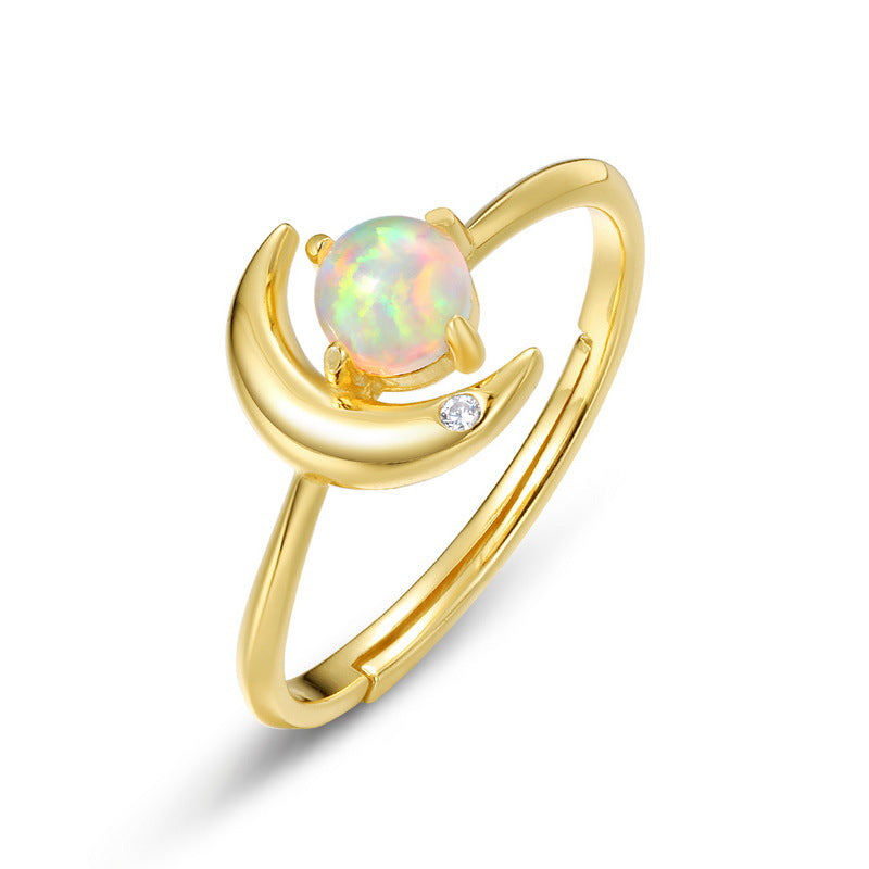 925 Sterling Silver Star Moon Ring