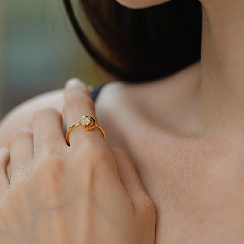 925 Sterling Silver Star Moon Ring