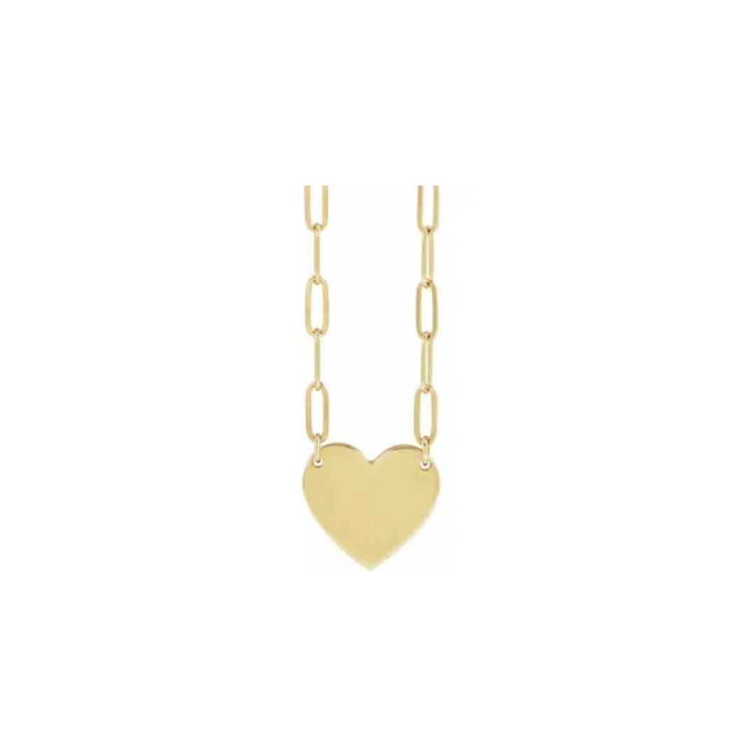 Engraved Heart Paperclip Necklace - Elisha Marie Jewelry