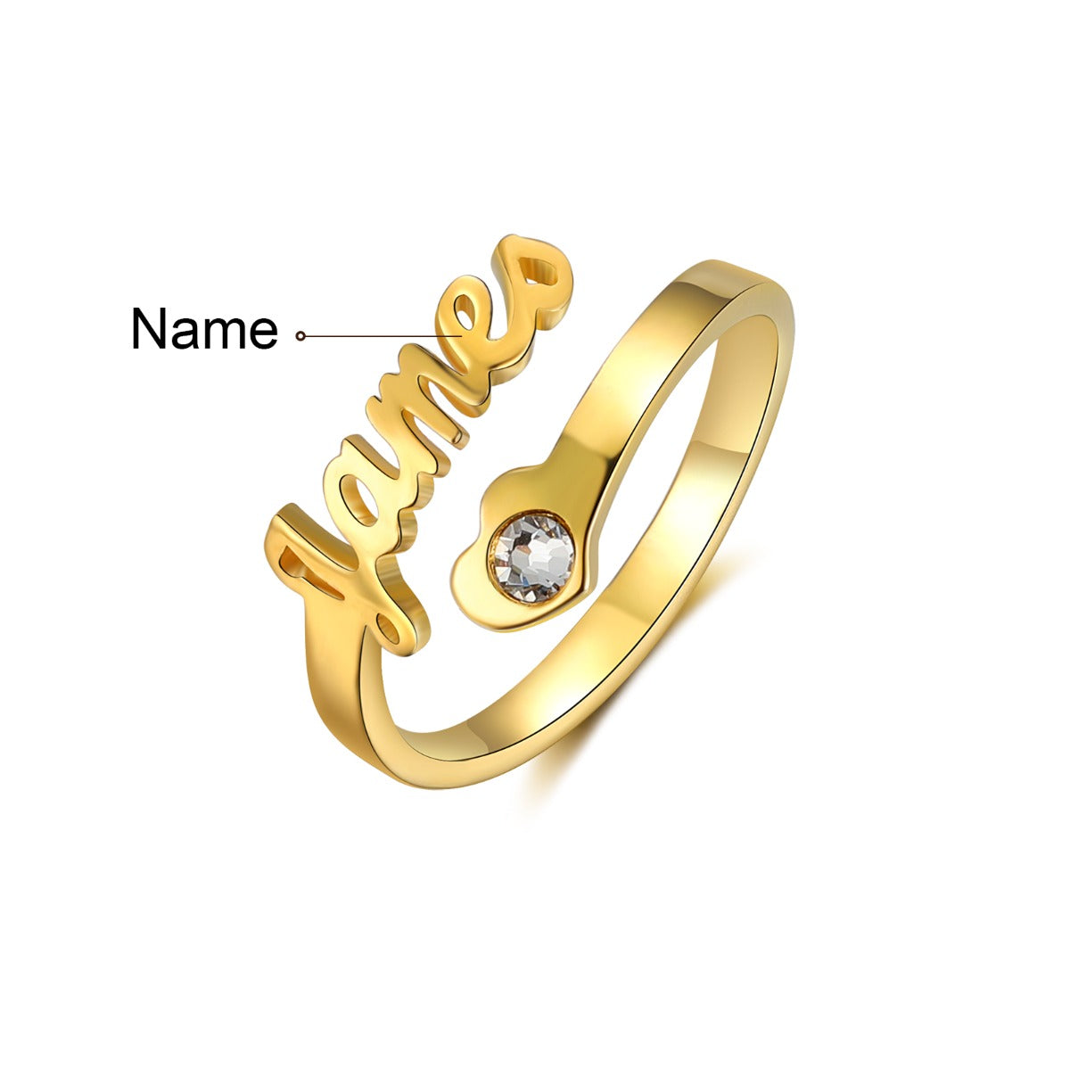 Cursive Name Birthstone Ring
