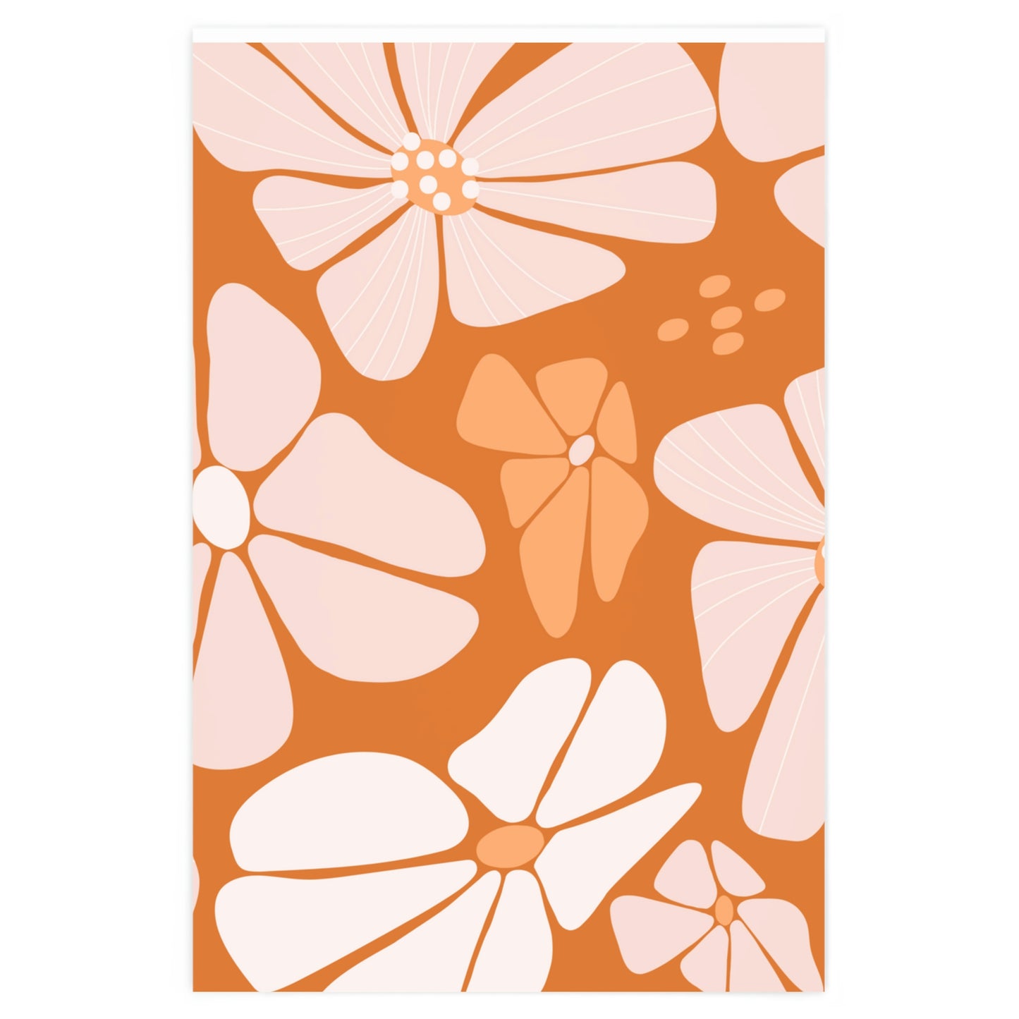 Retro Orange Floral Pattern Wrapping Paper