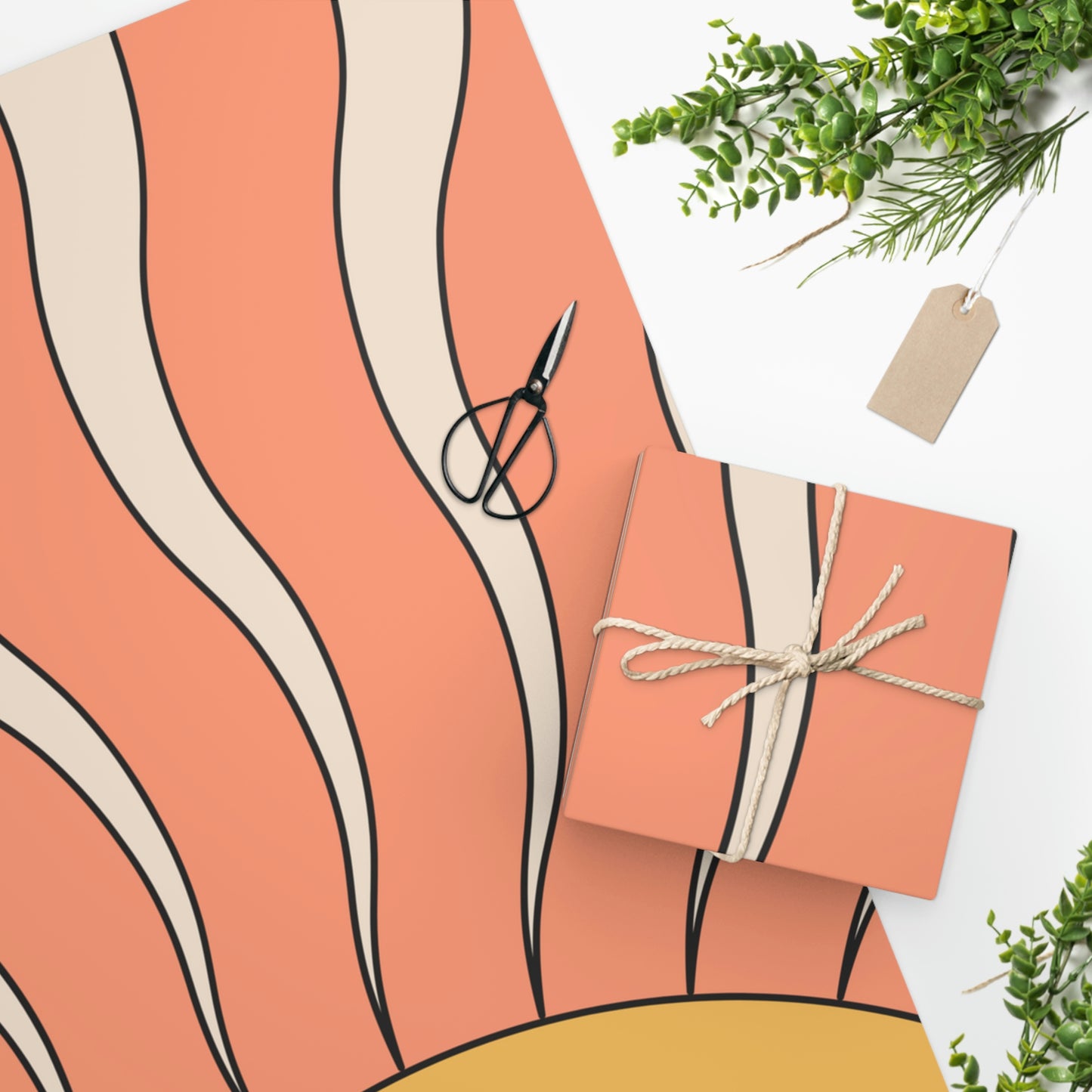 Retro Pink Sun Pattern Wrapping Paper