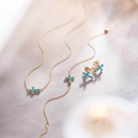Turquoise Cross Earrings