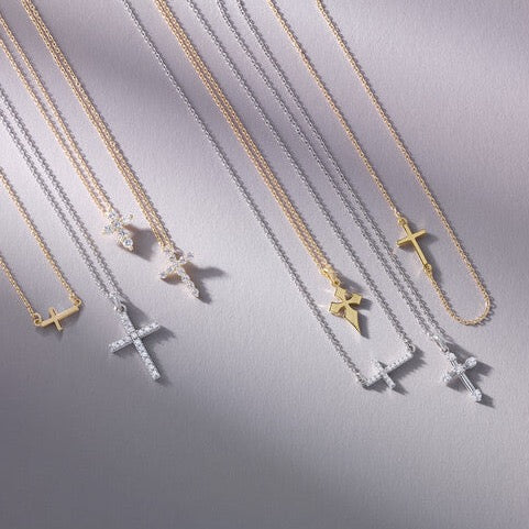 Diamond Sideways Cross Necklace