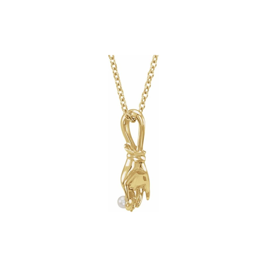Pearl Buddha Hand Necklace