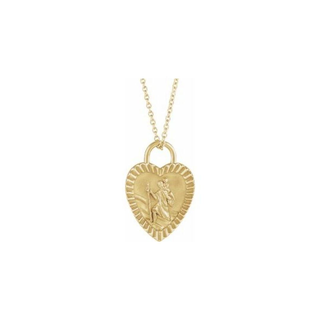 St. Christopher Heart Medal Necklace