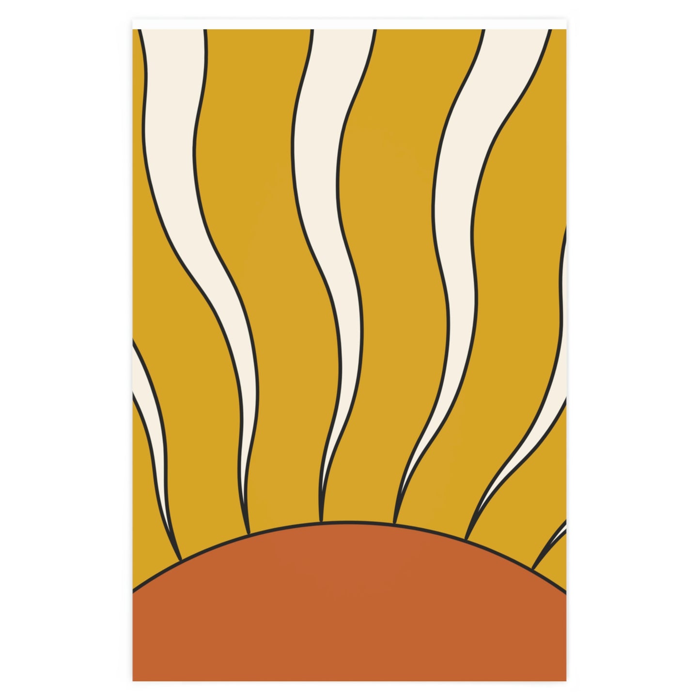 Retro Yellow Sun Pattern Wrapping Paper