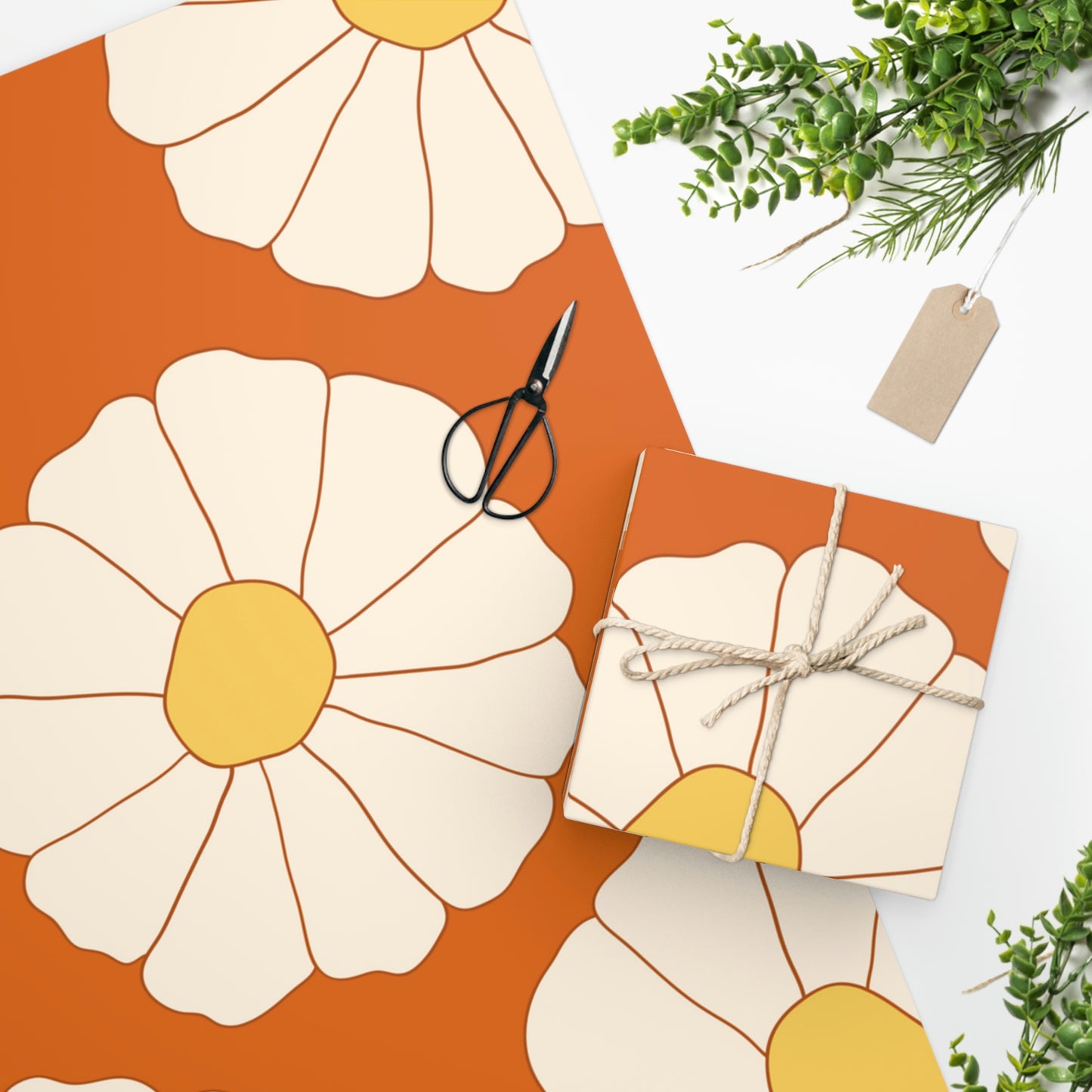 Retro Daisy Pattern Wrapping Paper