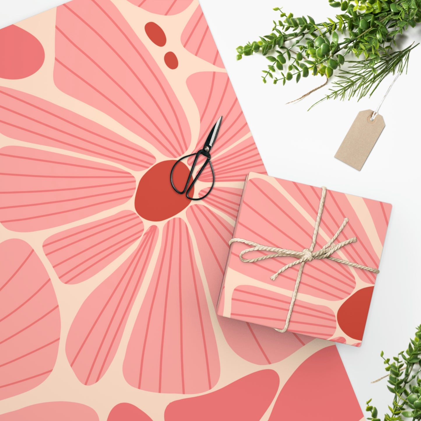 Retro Pink Floral Pattern Wrapping Paper