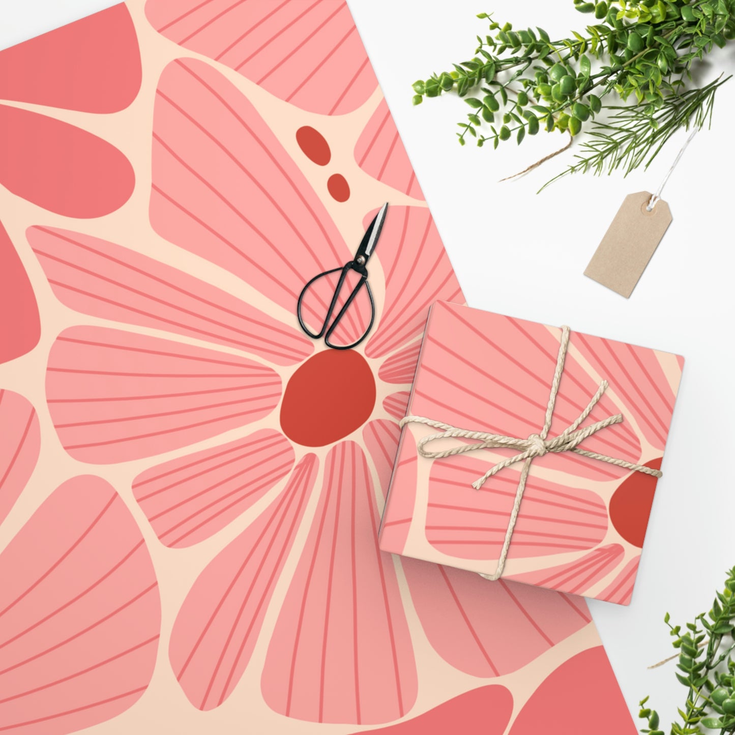 Retro Pink Floral Pattern Wrapping Paper