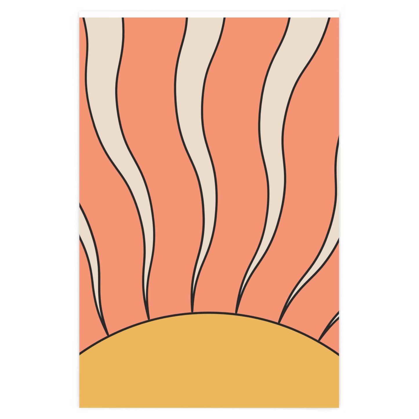 Retro Pink Sun Pattern Wrapping Paper