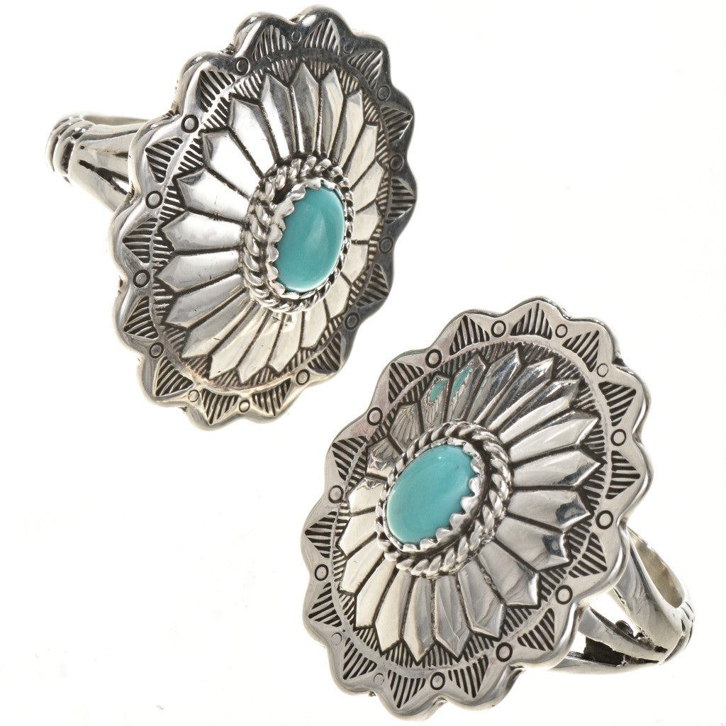 Sleeping Beauty Turquoise Concho Ring