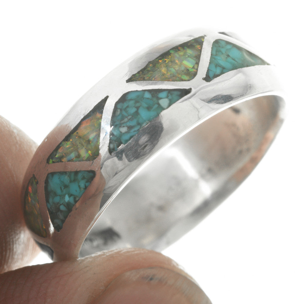 Turquoise Opal Navajo Wedding Ring