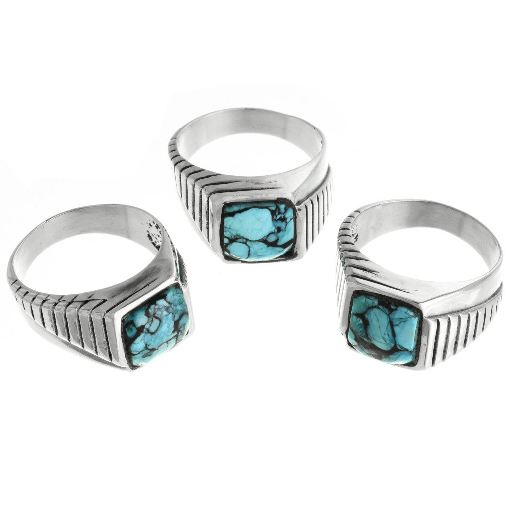 Spiderweb Turquoise Silver Men's Ring