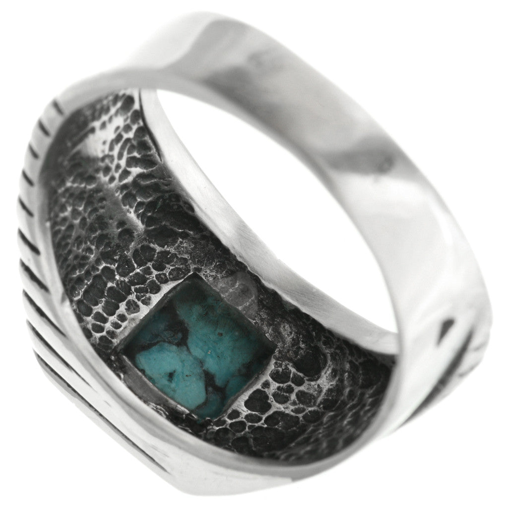 Spiderweb Turquoise Silver Men's Ring