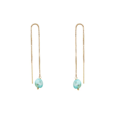 Gold Gemstone Threader Earring