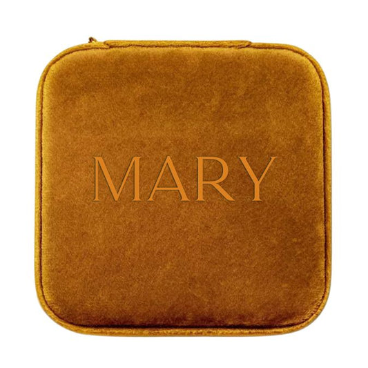 Personalized Orange Velvet Jewelry Case