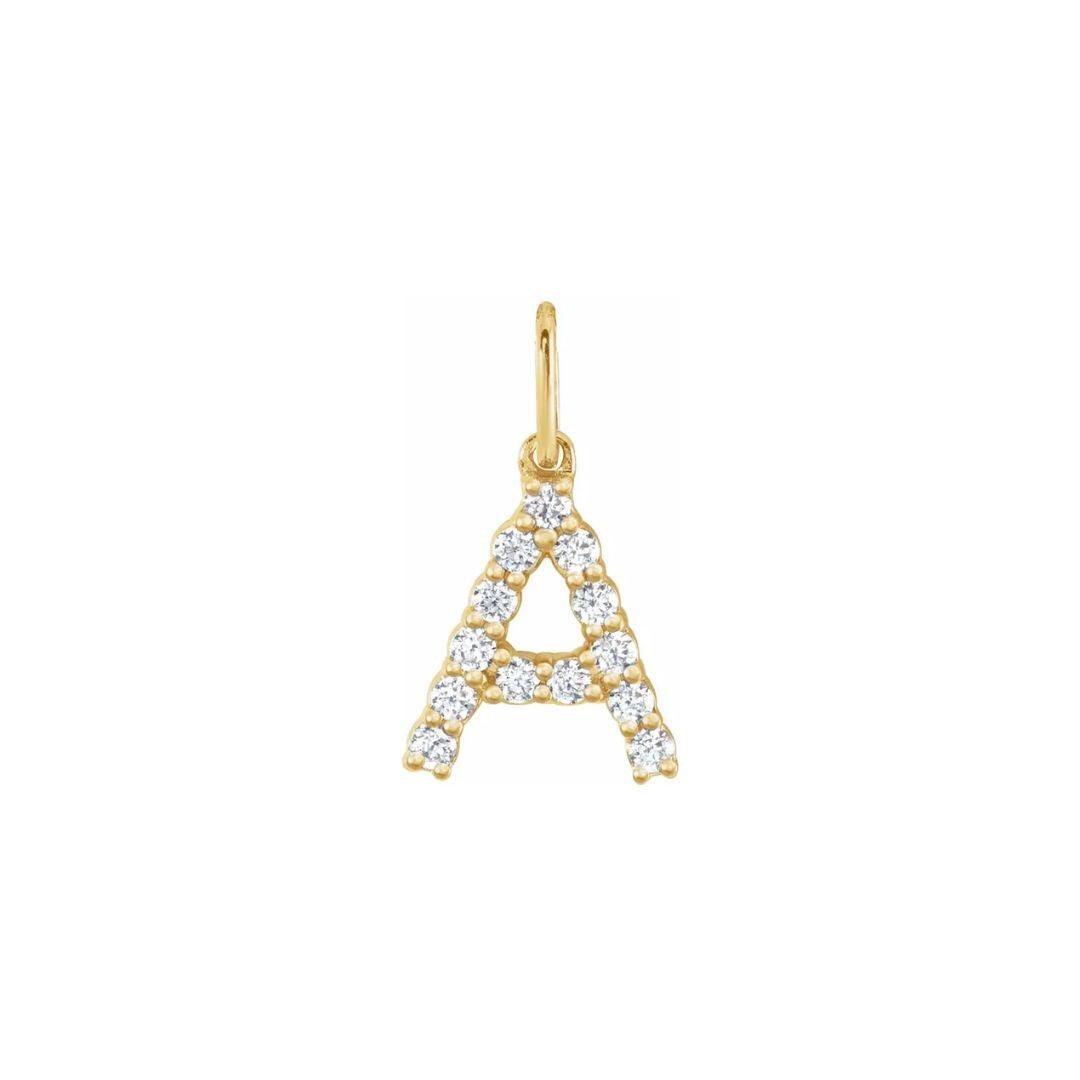 14K Diamond Initial Charm Necklace - Elisha Marie Jewelry