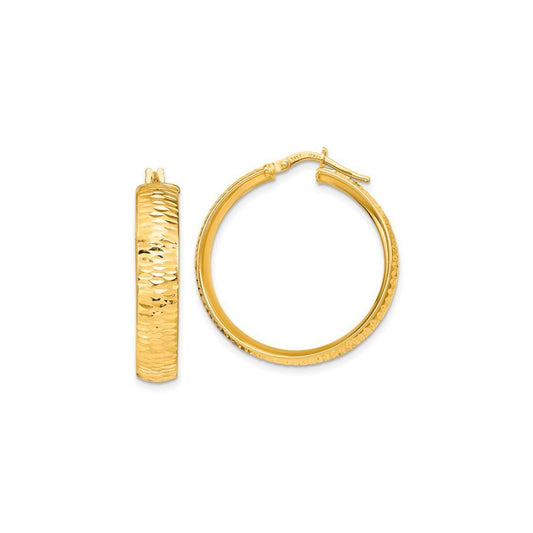 14K Textured Round Hoop Earrings - Elisha Marie Jewelry