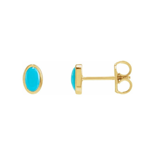 14K Turquoise Oval Earring - Elisha Marie Jewelry