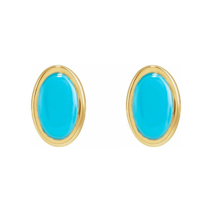 14K Turquoise Oval Earring - Elisha Marie Jewelry