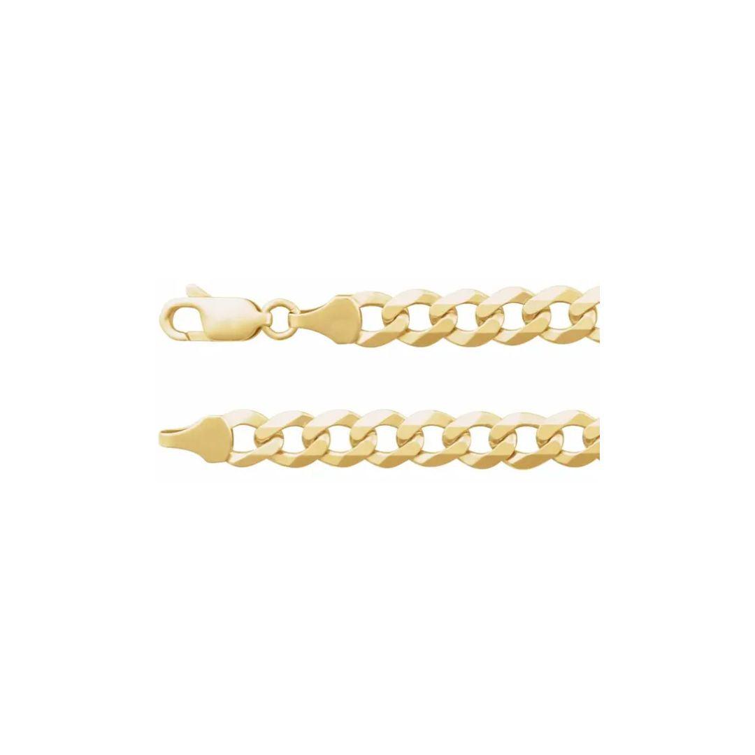 14K Yellow 7 mm Curb 8" Chain - Elisha Marie Jewelry