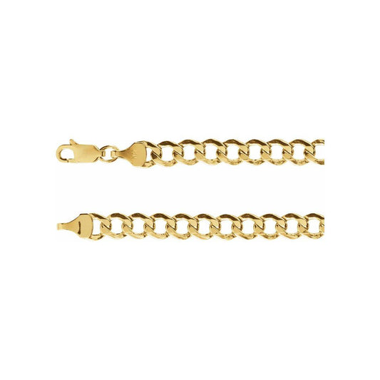 14K Yellow Hollow Curb Chain - Elisha Marie Jewelry