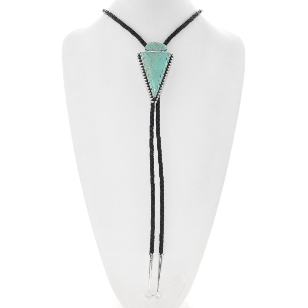 Turquoise Arrowhead Silver Bolo Tie