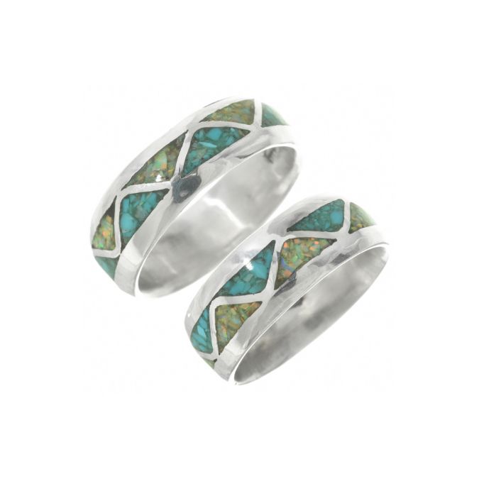 Turquoise Opal Navajo Wedding Ring