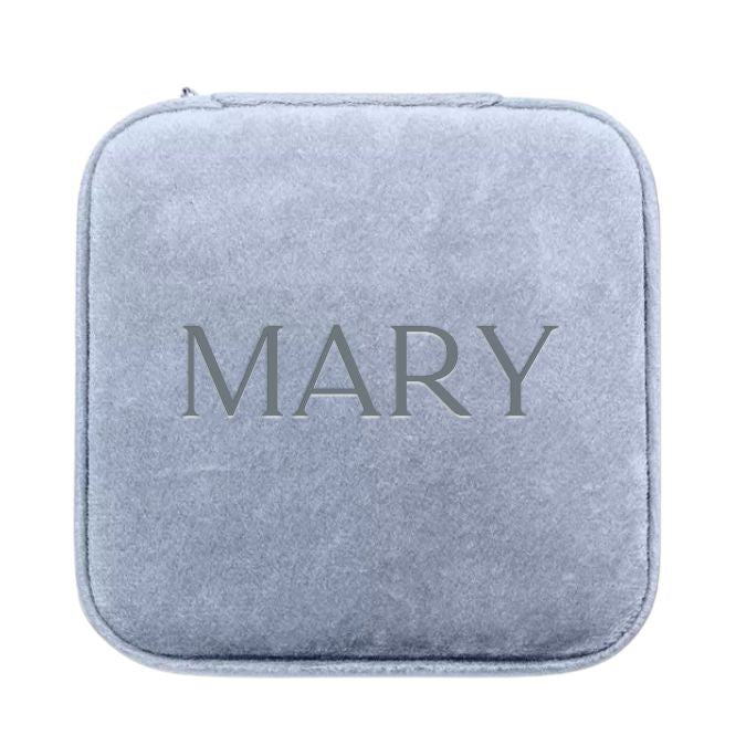 Personalized Blue Velvet Jewelry Case