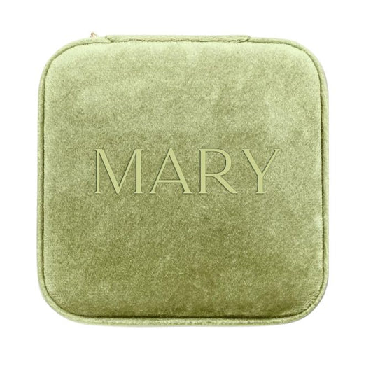 Personalized Green Velvet Jewelry Case