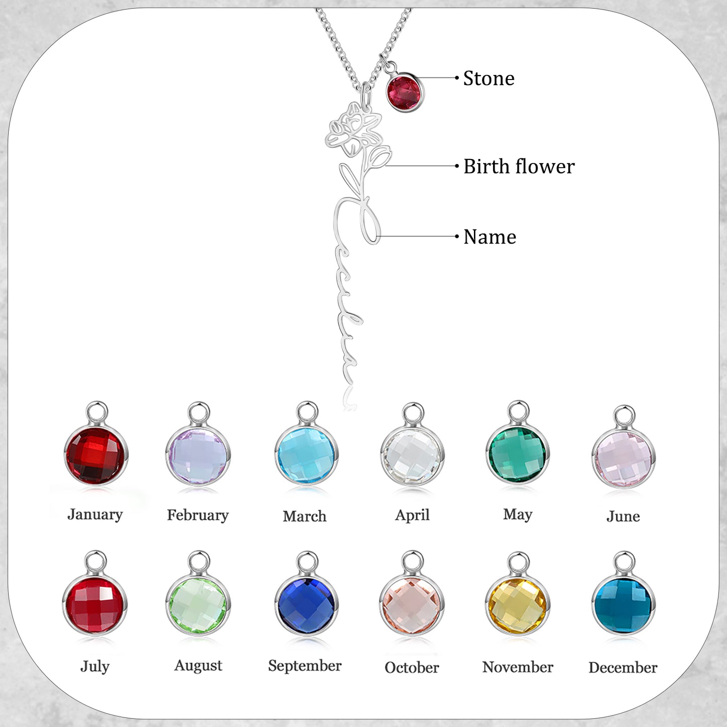 Custom Name Birthflower Necklace