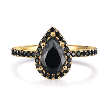 14K Black Onyx Engagement Ring