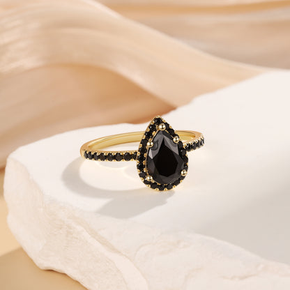 14K Black Onyx Engagement Ring