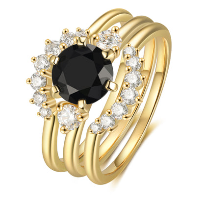 18K Gold Black Onyx Engagement Ring
