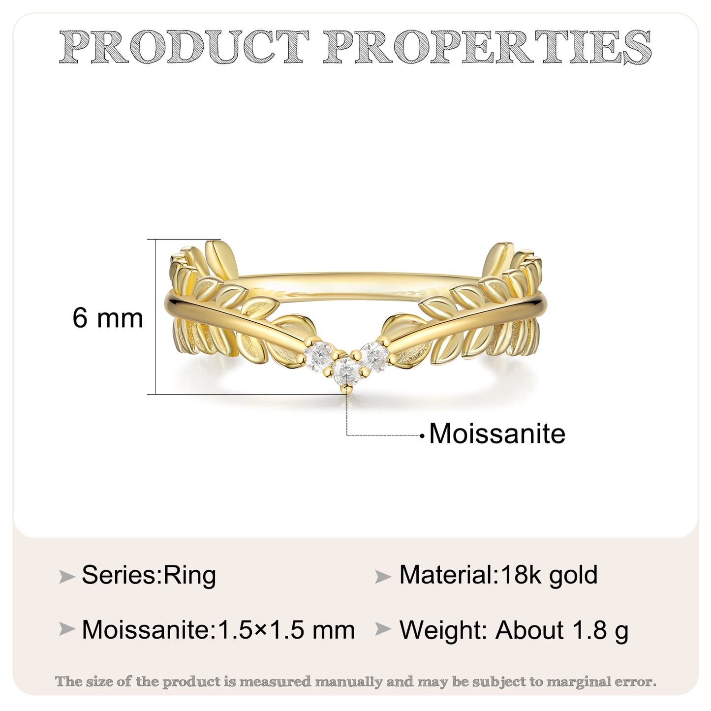 Moissanite Leaf Ring