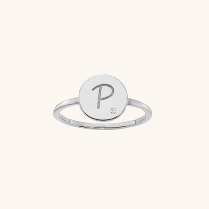 Diamond Circle Signet Ring - Elisha Marie Jewelry