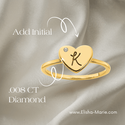 Diamond Heart Signet Ring - Elisha Marie Jewelry