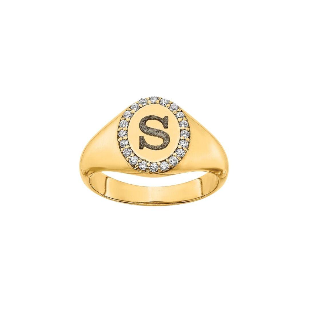 Diamond Inital Signet Ring - Elisha Marie Jewelry