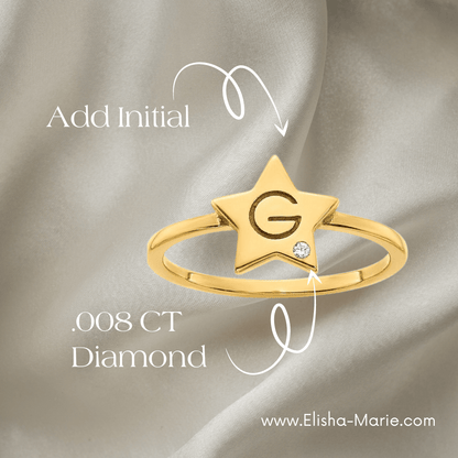 Diamond Star Signet Ring - Elisha Marie Jewelry