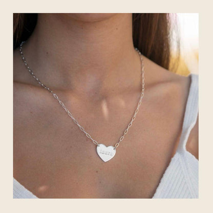 Engraved Heart Paperclip Necklace - Elisha Marie Jewelry