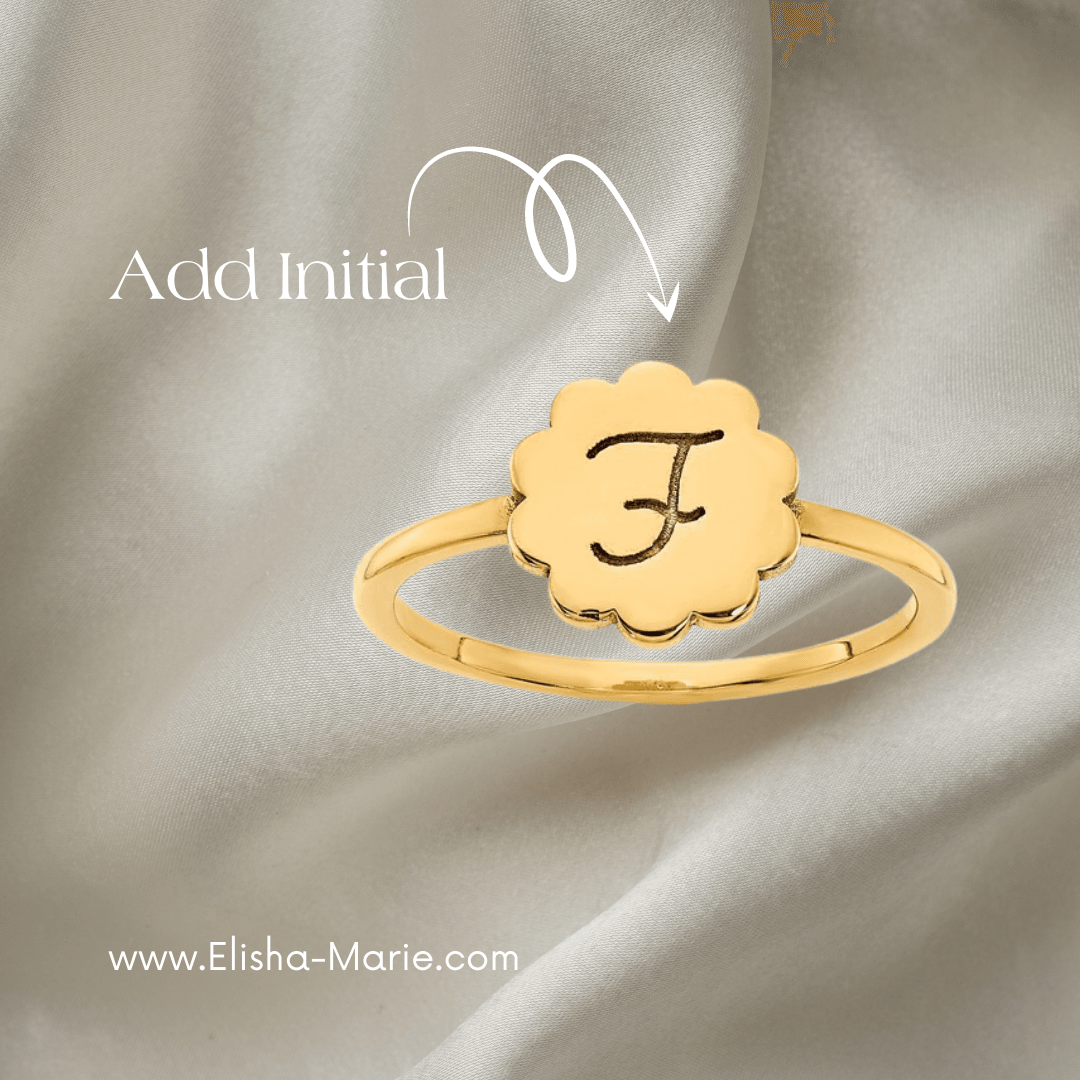 Initial Flower Signet Ring - Elisha Marie Jewelry
