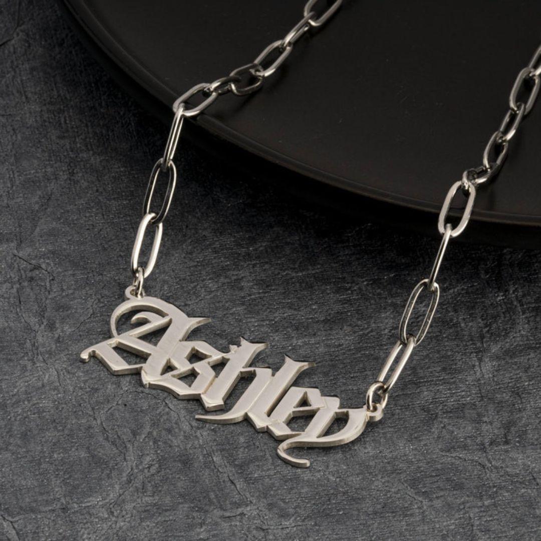 Paperclip Chain Old English Name Necklace - Elisha Marie Jewelry